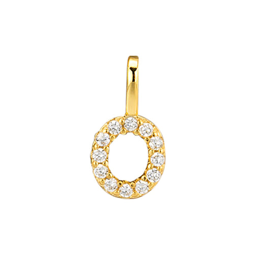 Gold Initial Necklace O – 18K gold plated sterling silver pendant with cubic zirconia