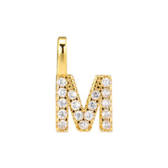 Gold Initial Necklace M – 18K gold plated sterling silver pendant with cubic zirconia