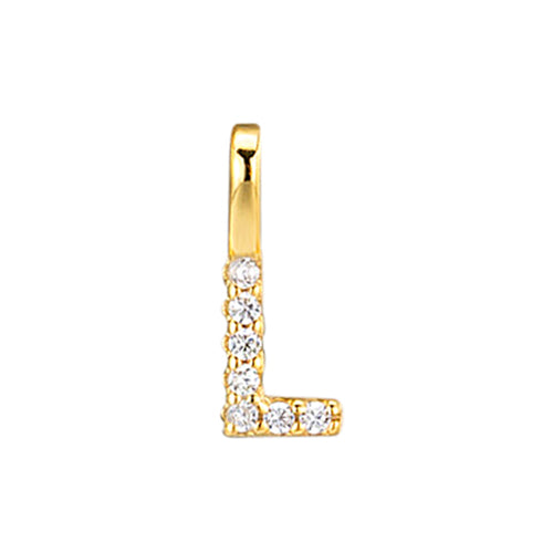 Gold Initial Necklace L – 18K gold plated sterling silver pendant with cubic zirconia