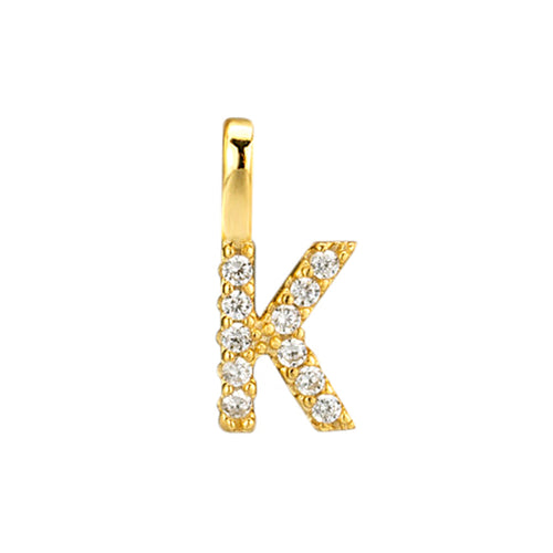 Gold Initial Necklace K – 18K gold plated sterling silver pendant with cubic zirconia