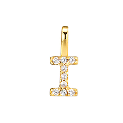 Gold Initial Necklace I – 18K gold plated sterling silver pendant with cubic zirconia