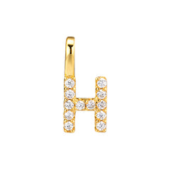 Gold Initial Necklace H – 18K gold plated sterling silver pendant with cubic zirconia