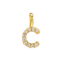 Gold Initial Necklace C – 18K gold plated sterling silver pendant with cubic zirconia