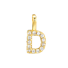 Gold Initial Necklace D – 18K gold plated sterling silver pendant with cubic zirconia