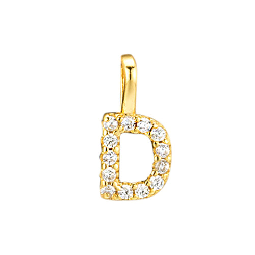 Gold Initial Necklace D – 18K gold plated sterling silver pendant with cubic zirconia